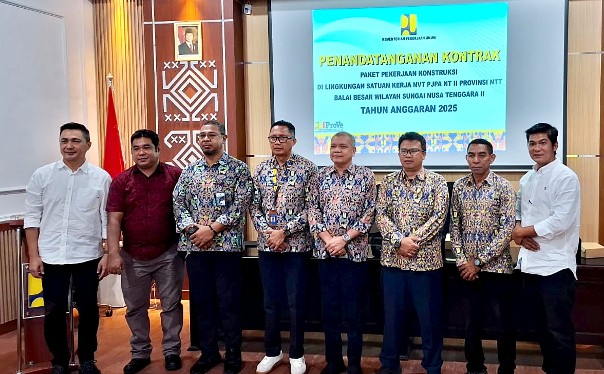 Satker PJPA NT II Teken Kontrak Pembangunan Jaringan Irigasi Baing dan Rehabilitasi Jaringan Irigasi Netemnanu 