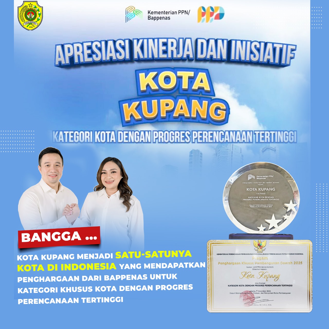 Tertinggi se-Indonesia, Progres Perencanaan Kota Kupang Diapresiasai Bappenas