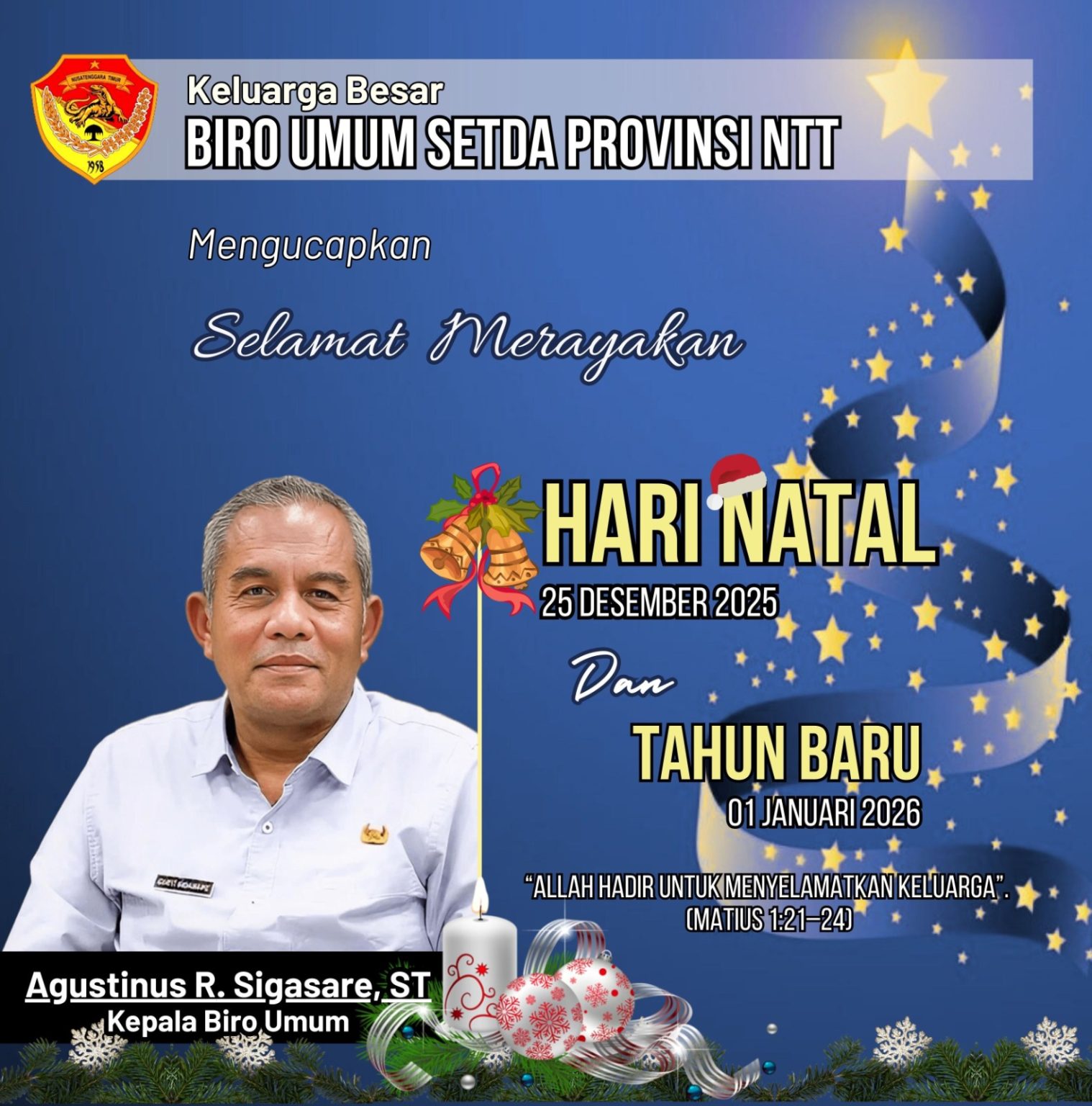 Keluarga Besar Biro Umum Setda Provinsi NTT Mengucapkan Selamat Natal dan Tahun Baru 2026