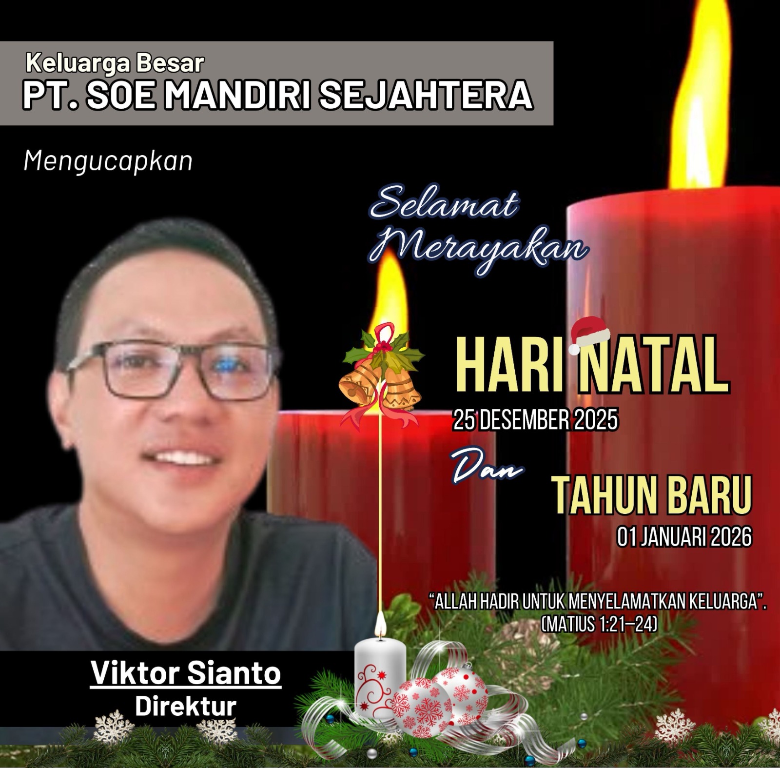 Keluarga Besar PT Soe Mandiri Sejahtera Mengucapkan Selamat Natal dan Tahun Baru 2026