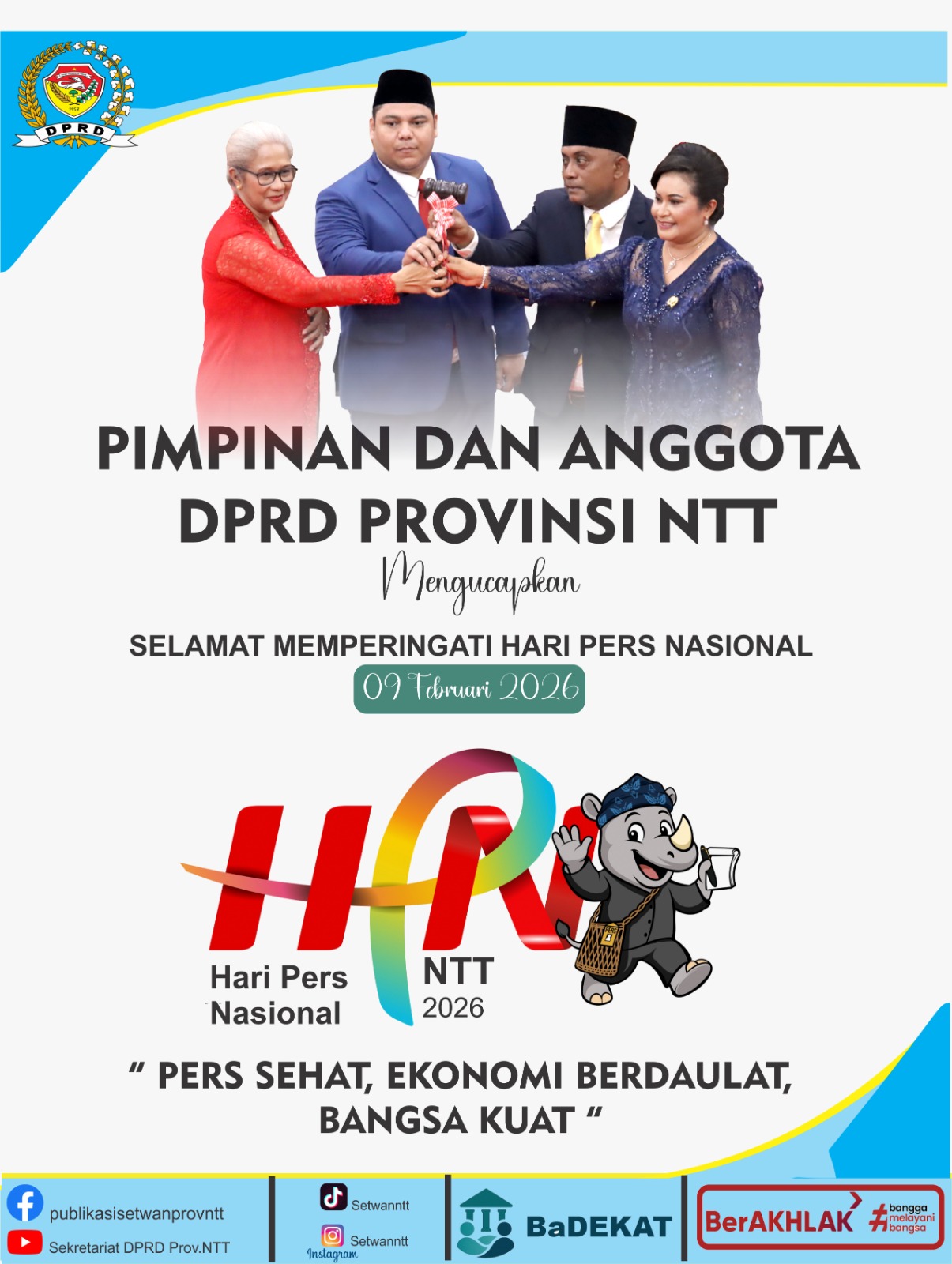 Pimpinan dan Anggota DPRD NTT Mengucapkan Selamat Hari Pers Nasional 