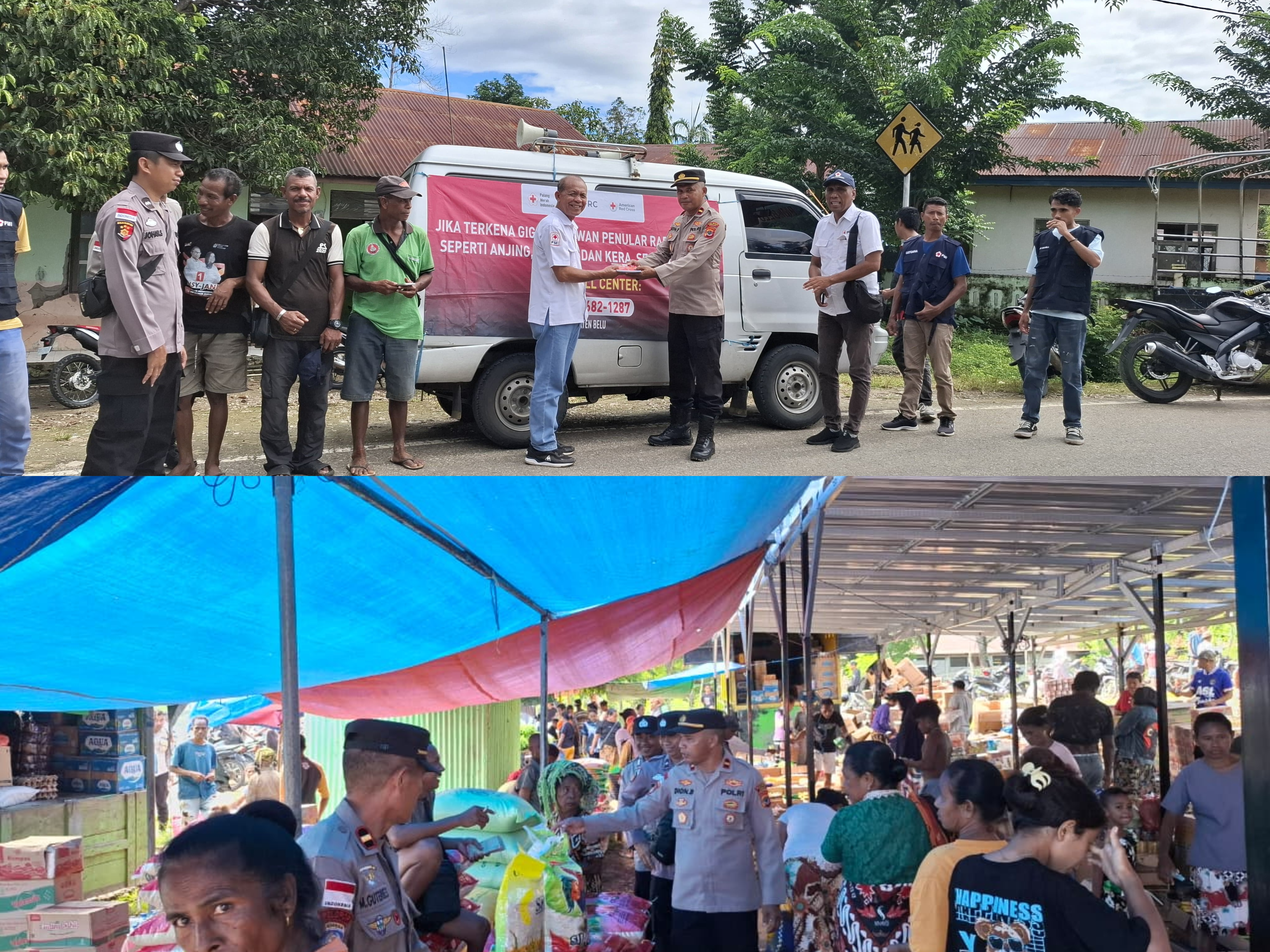 Polsek Raihat dan PMI Belu Perkuat Keamanan Pasar Haekesak, Gencarkan Sosialisasi Bahaya Rabies