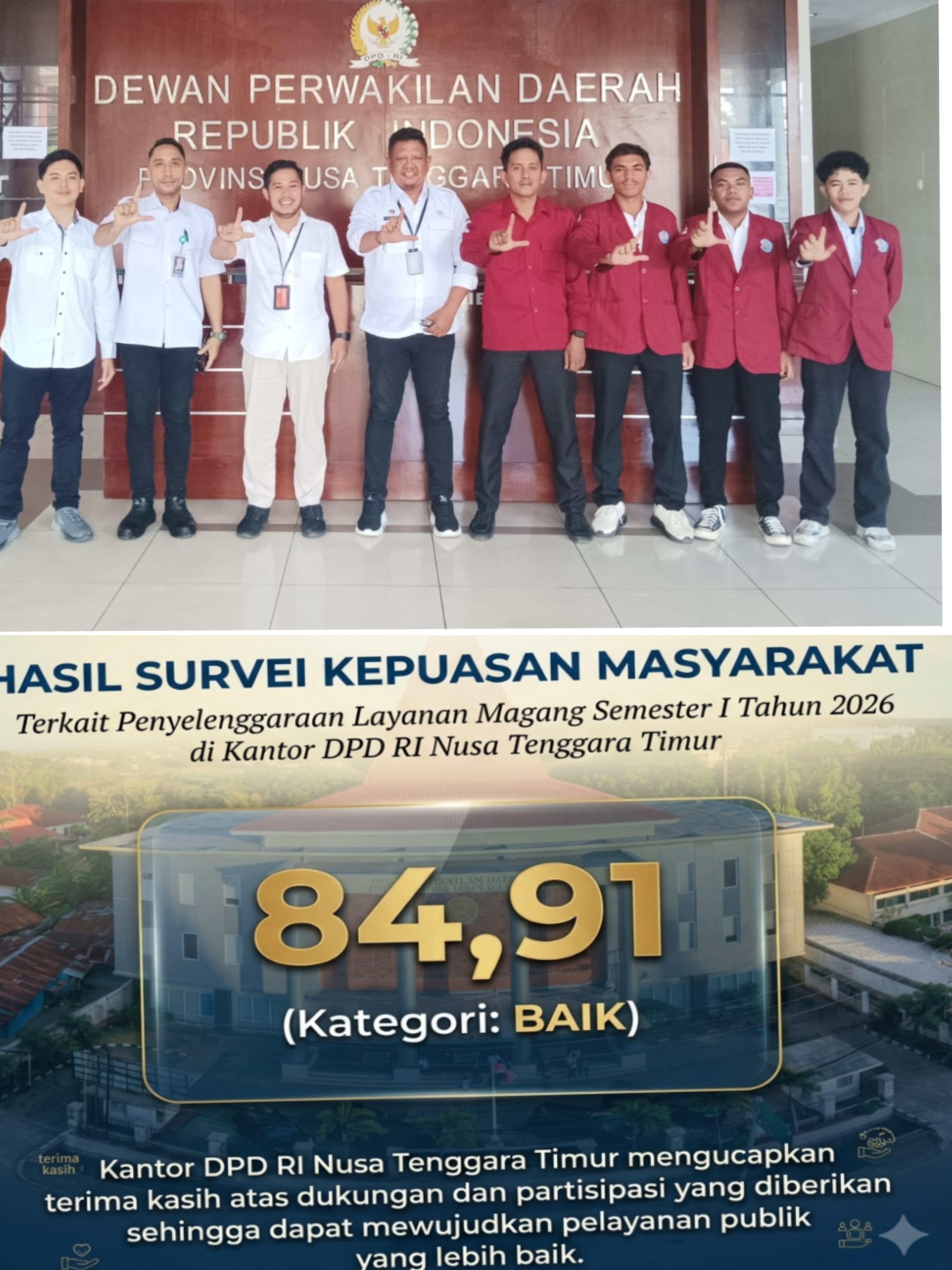 DPD RI NTT Raih Predikat “Baik” dalam Penyelenggaran Layanan Magang