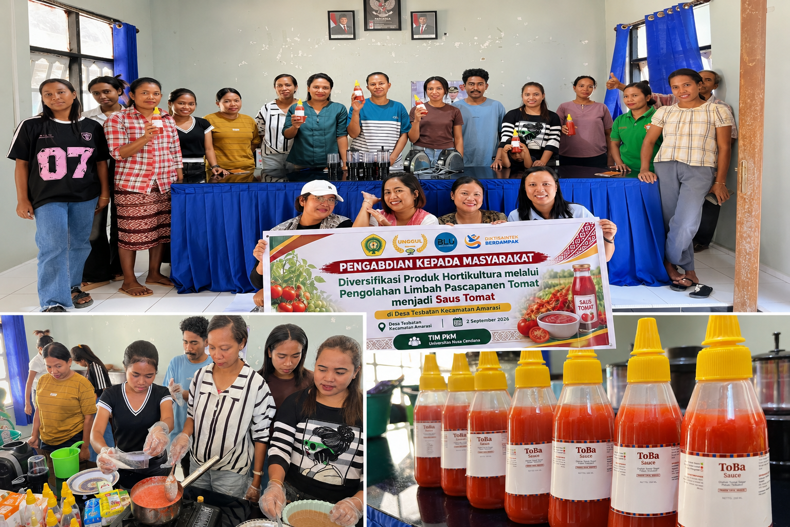 Tim PKM Undana Diversifikasi Limbah Pasca Panen Tomat Jadi Saus Tomat di Desa Tesbatan