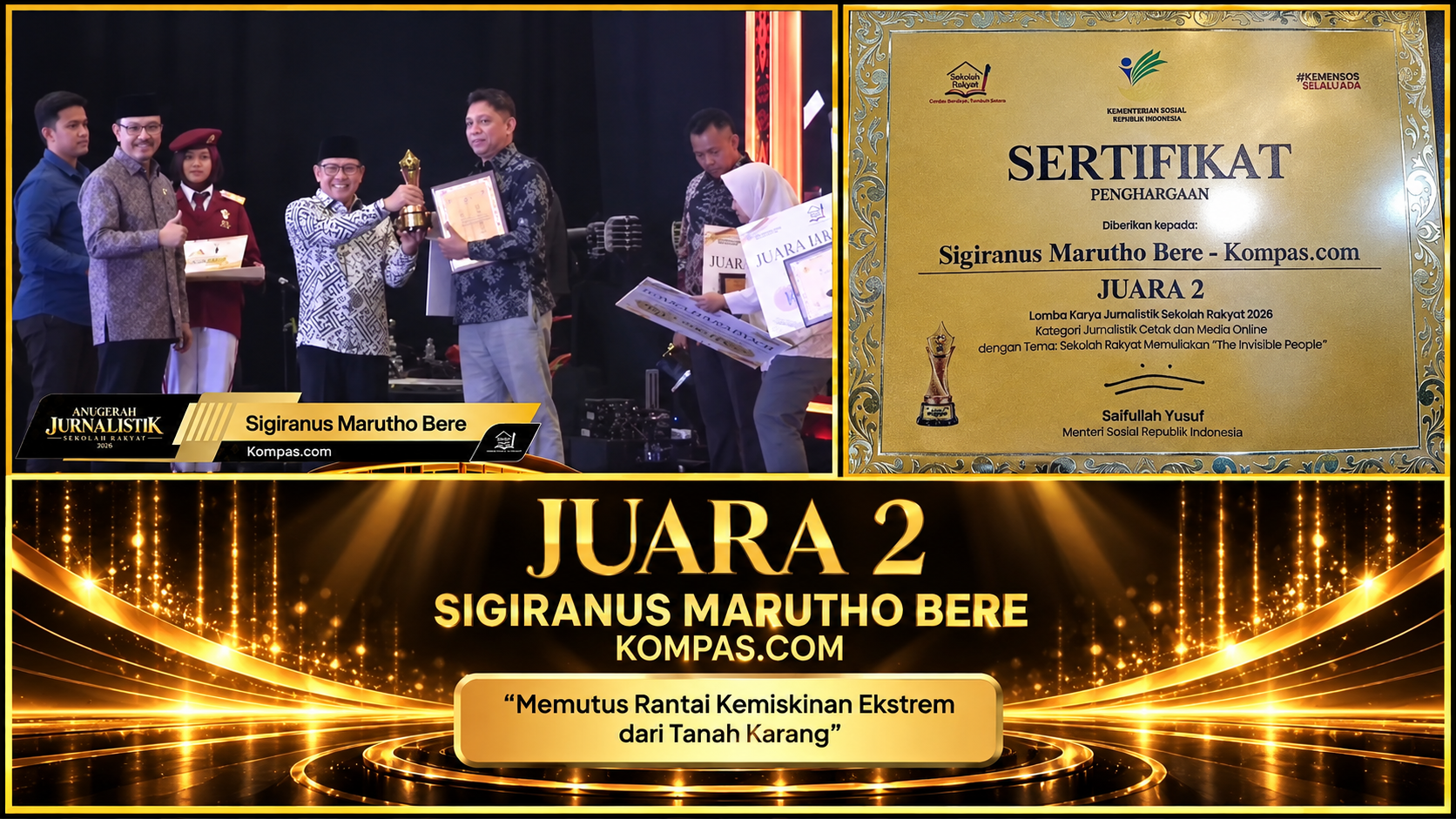 Wartawan Kompas.com NTT  Giran Bere Raih Juara II Lomba Jurnalistik Sekolah Rakyat 2026