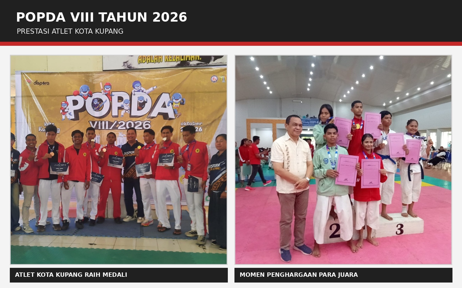Kota Kupang Juara I Umum Cabor  Taekwondo dan Kempo pada POPDA VIII Tahun 2026